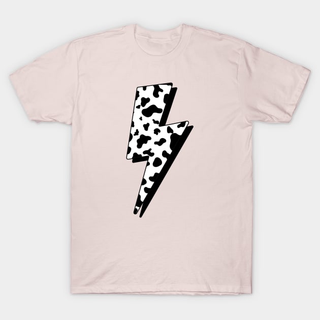 Cow Print Lightning Bolt T-Shirt by DesignStory